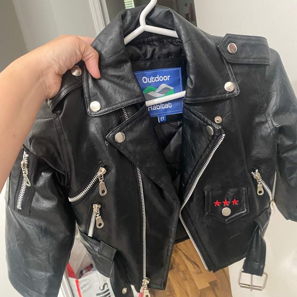 Black Kids Biker Jacket